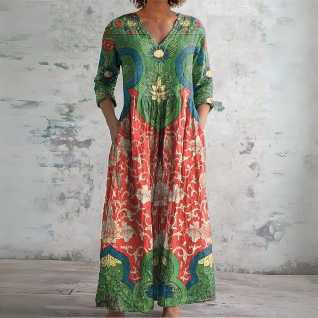 Judith | Vintage Blommig Maxiklänning
