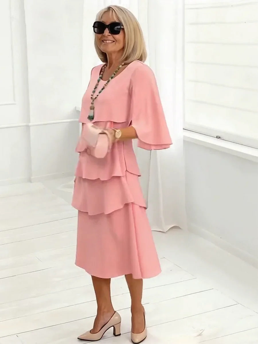 Charlotte™ | Elegant Delad-Ärm Midiklänning