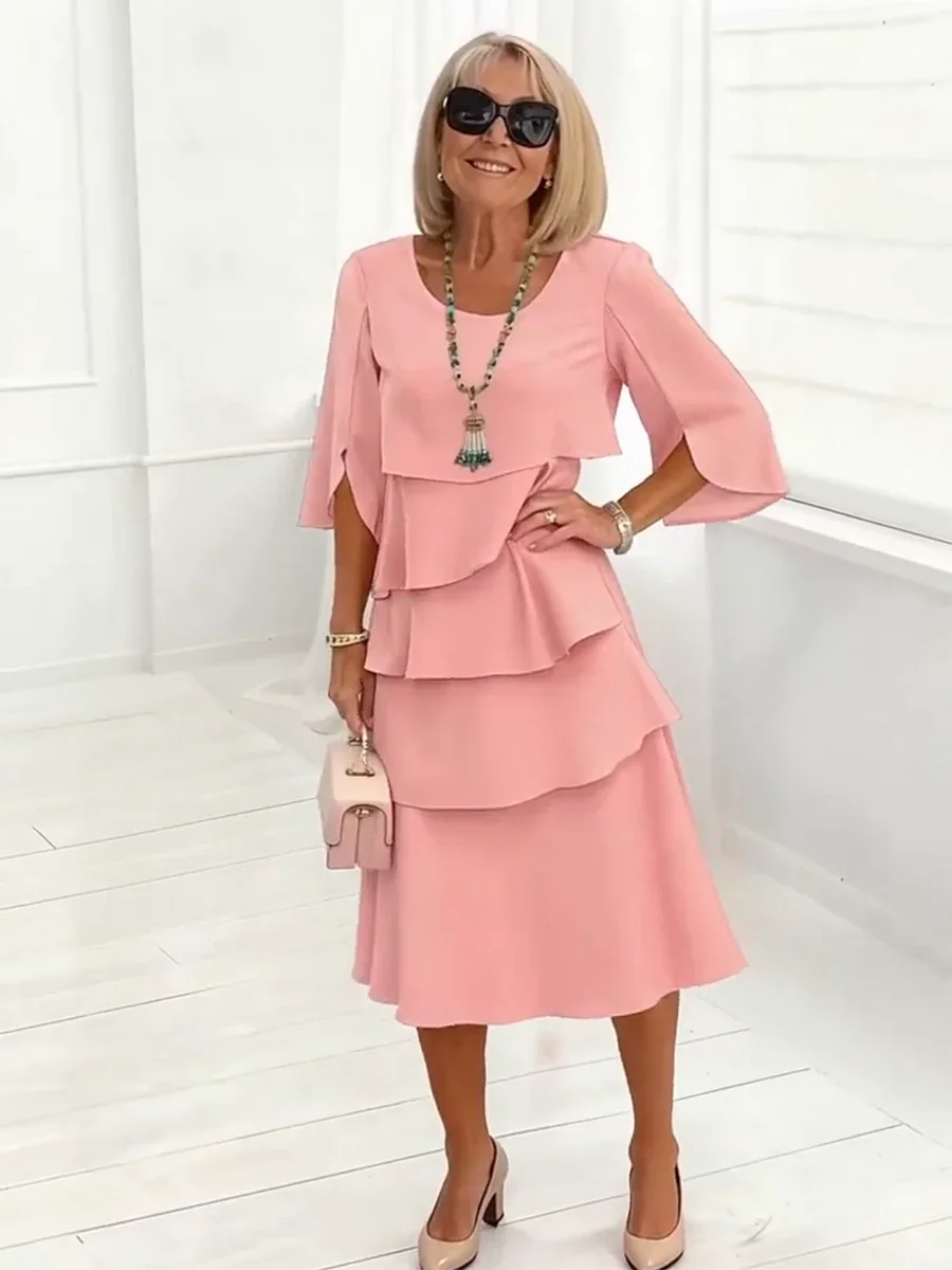 Charlotte™ | Elegant Delad-Ärm Midiklänning