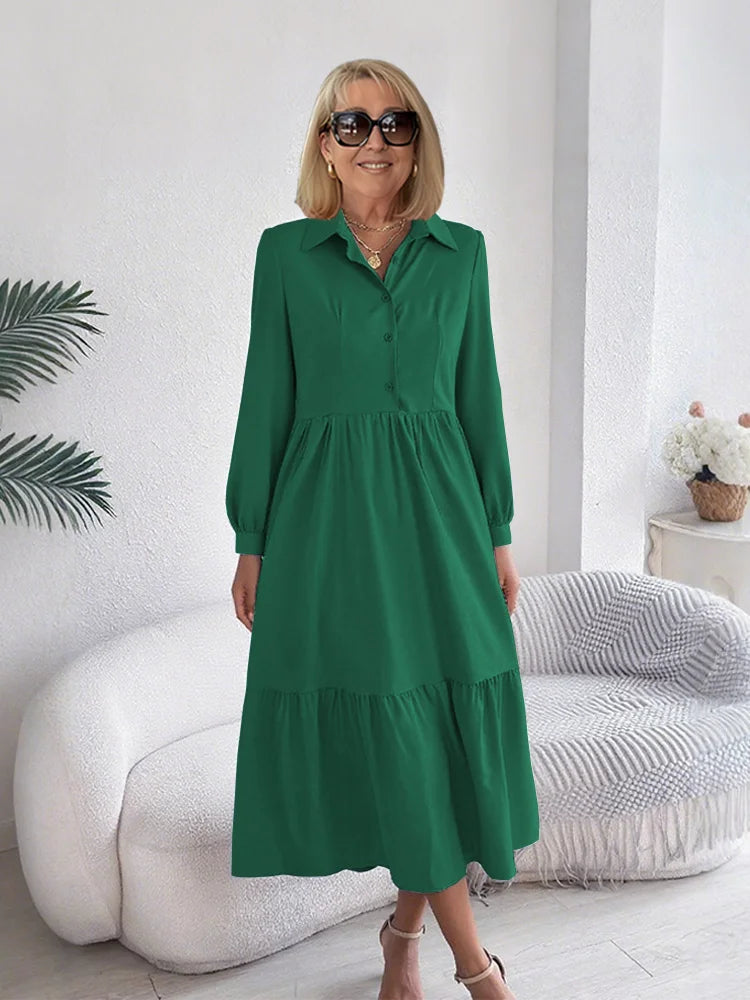 SOPHIA | ELEGANT KOMFORT VOLANG SKJORTKLÄNNING