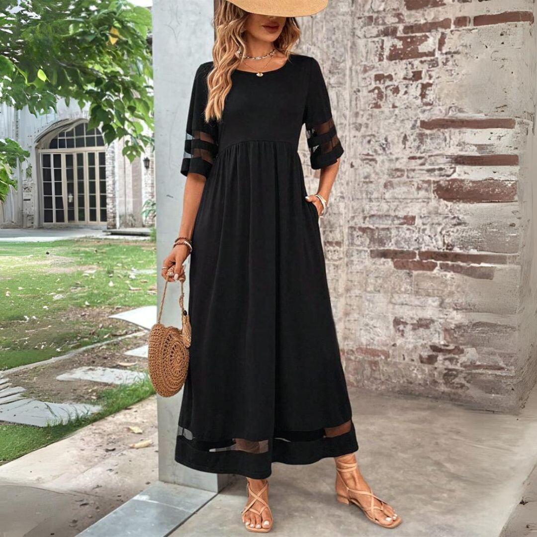 Aubrey Midi Dress Med Flytande Kjol Svart