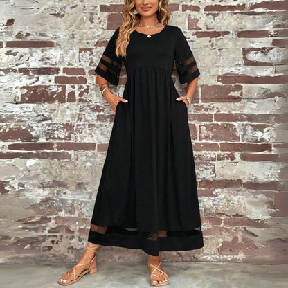 Aubrey Midi Dress Med Flytande Kjol Svart