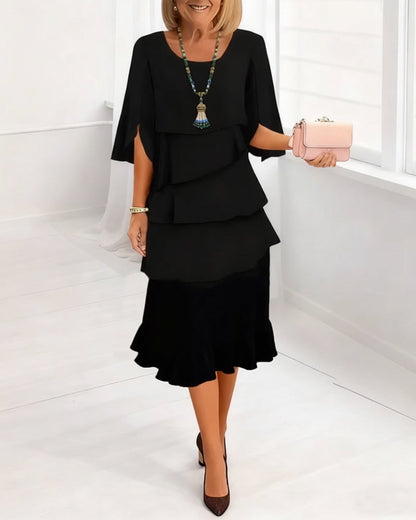 Charlotte™ | Elegant Delad-Ärm Midiklänning