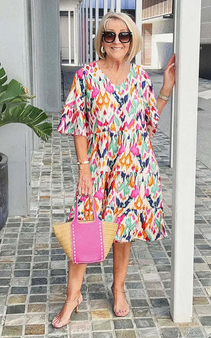 ISABELLA | ELEGANT KOMFORT TRYCKT TUNIKKLÄNNING