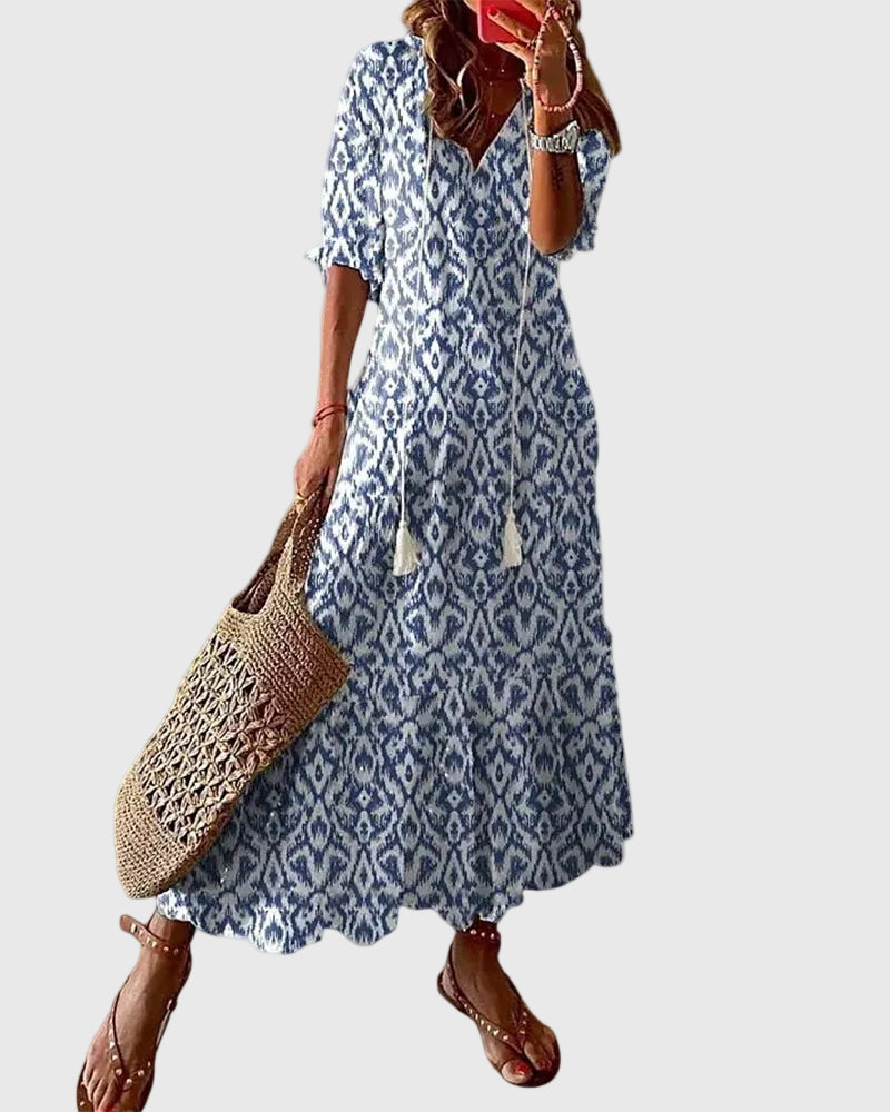 Amalia Boho Vintage Sommarmaxiklänning