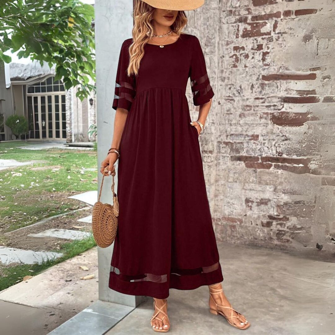 Aubrey Midi Dress Med Flytande Kjol Svart