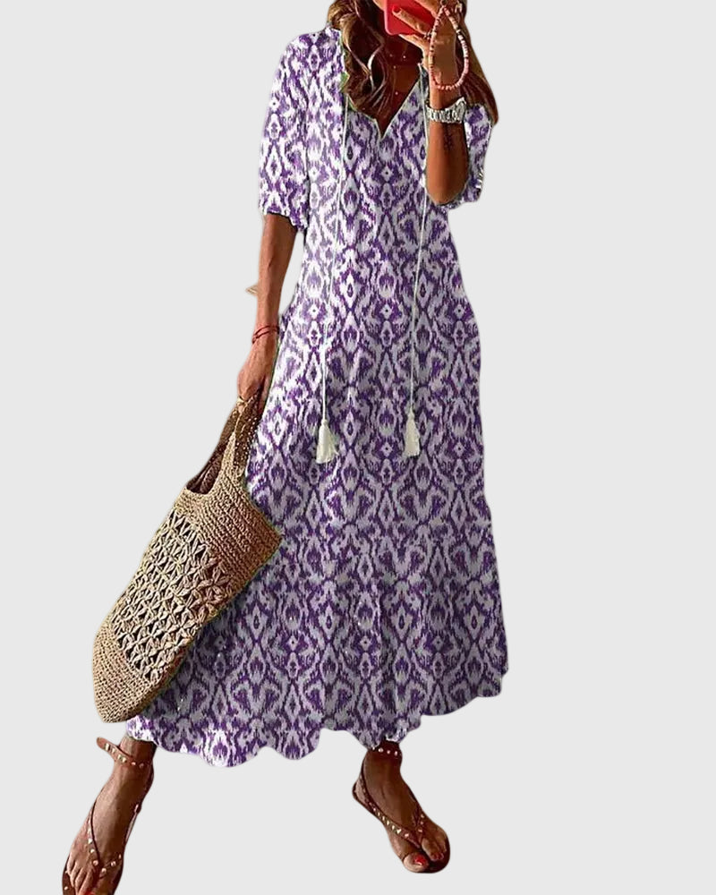 Amalia Boho Vintage Sommarmaxiklänning
