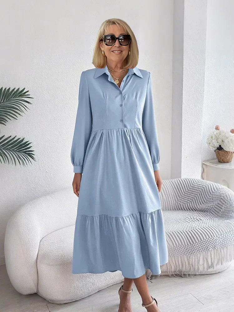 SOPHIA | ELEGANT KOMFORT VOLANG SKJORTKLÄNNING