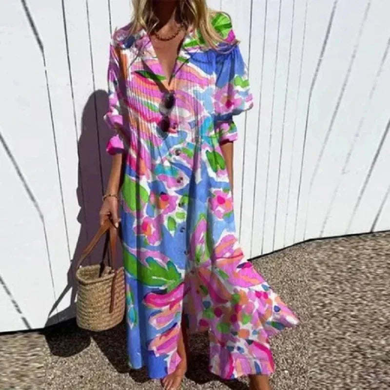 Beachcomber Boho Klänning Djup V-ringning Löst Sittande Polyester