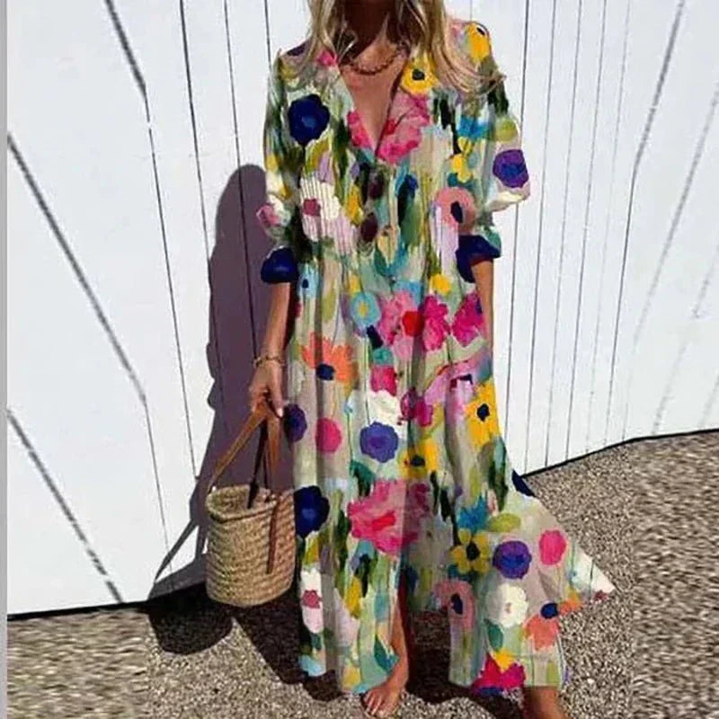 Beachcomber Boho Klänning Djup V-ringning Löst Sittande Polyester