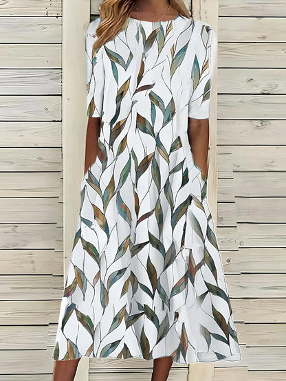 Coastal Bloom Mid-Length Klänning Med Blommönster